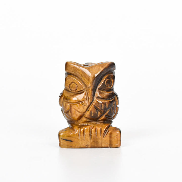 Sculpture artisanale en cristal naturel de hibou Olivenorma