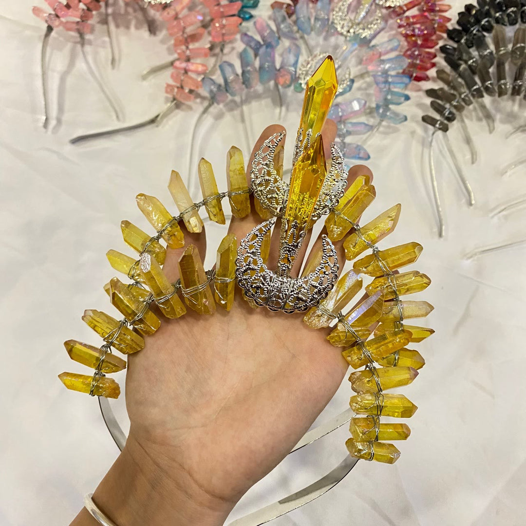 Couronne de cristal naturel avec bandeau de décoration de lune Olivenorma