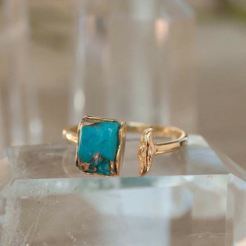 Bague ajustable en turquoise béohémienne Olivenorma