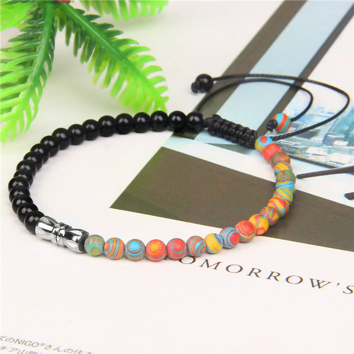 Bracelet tressé en onyx noir et pierre naturelle Olivenorma 4 mm