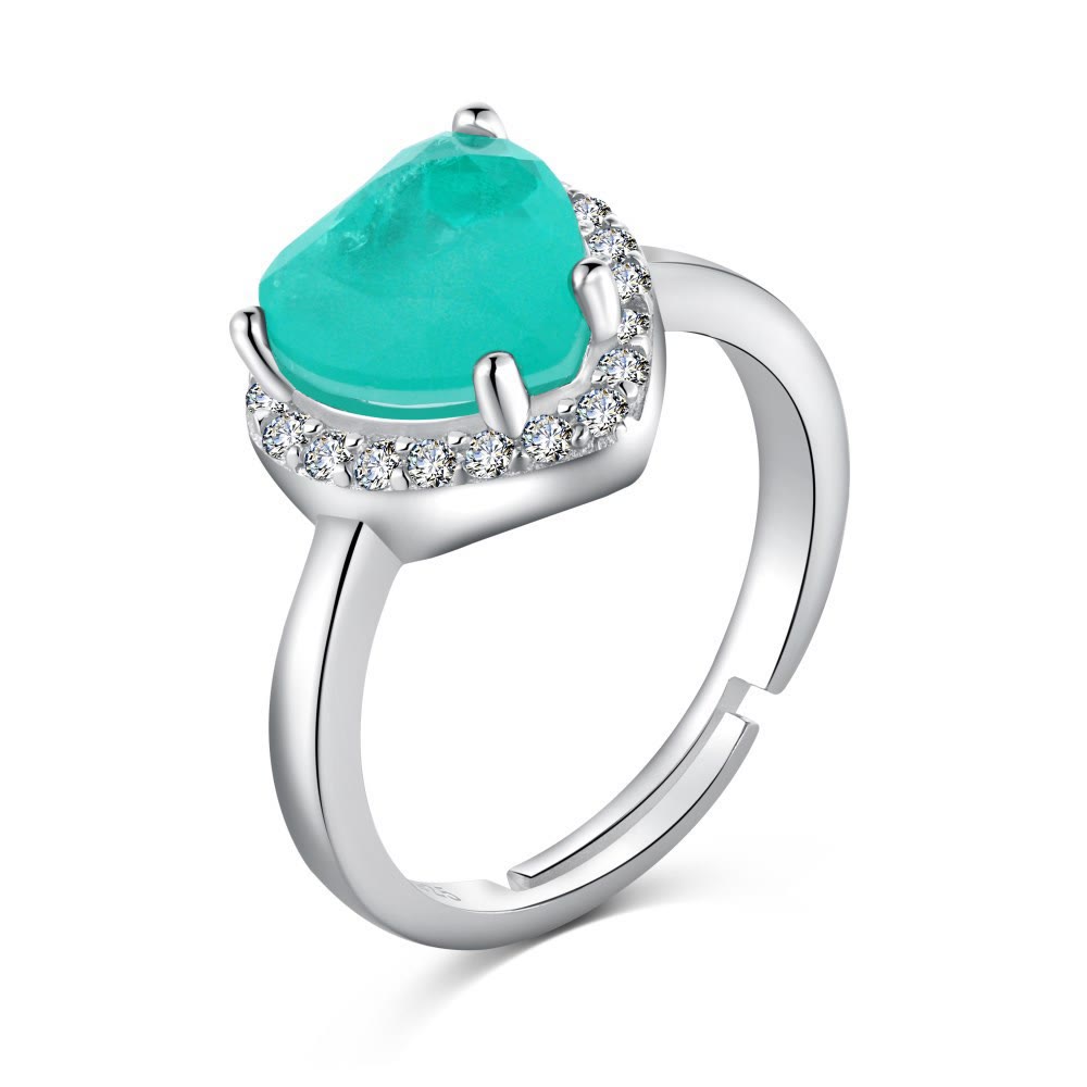 Bague exquise en tourmaline Paraiba en forme de cœur Olivenorma