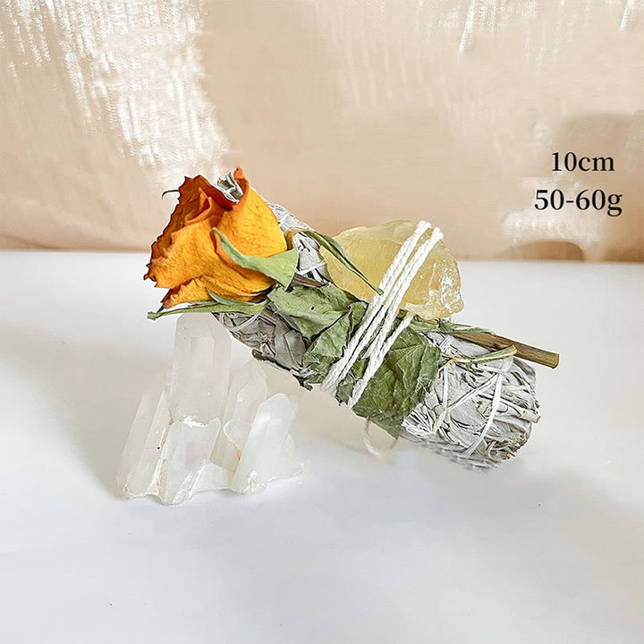 Olivenorma Plante en cristal naturel Rose Fleurs séchées Sauge blanche