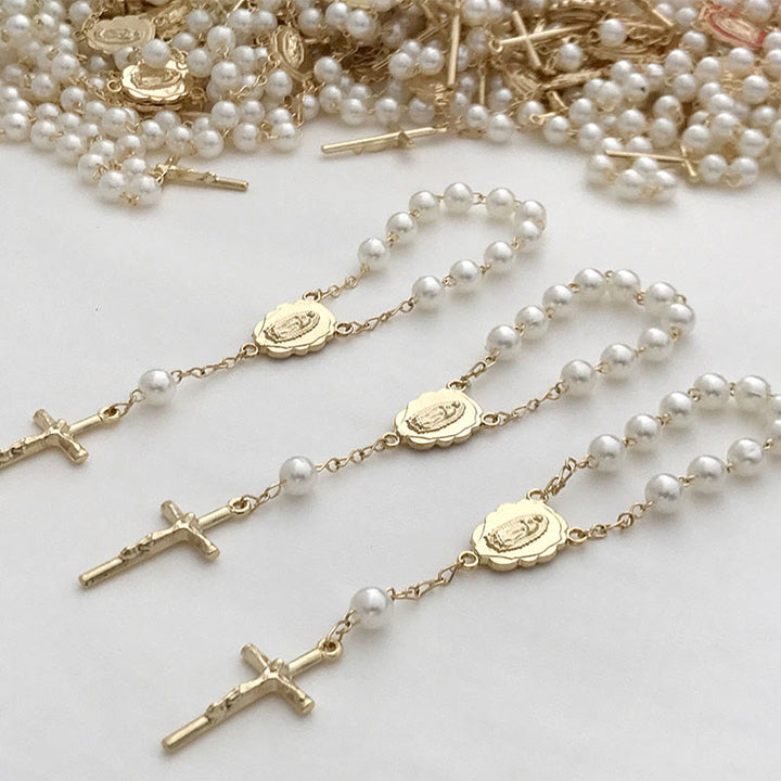 Bracelet chapelet en perles avec croix de la Vierge Marie Olivenorma