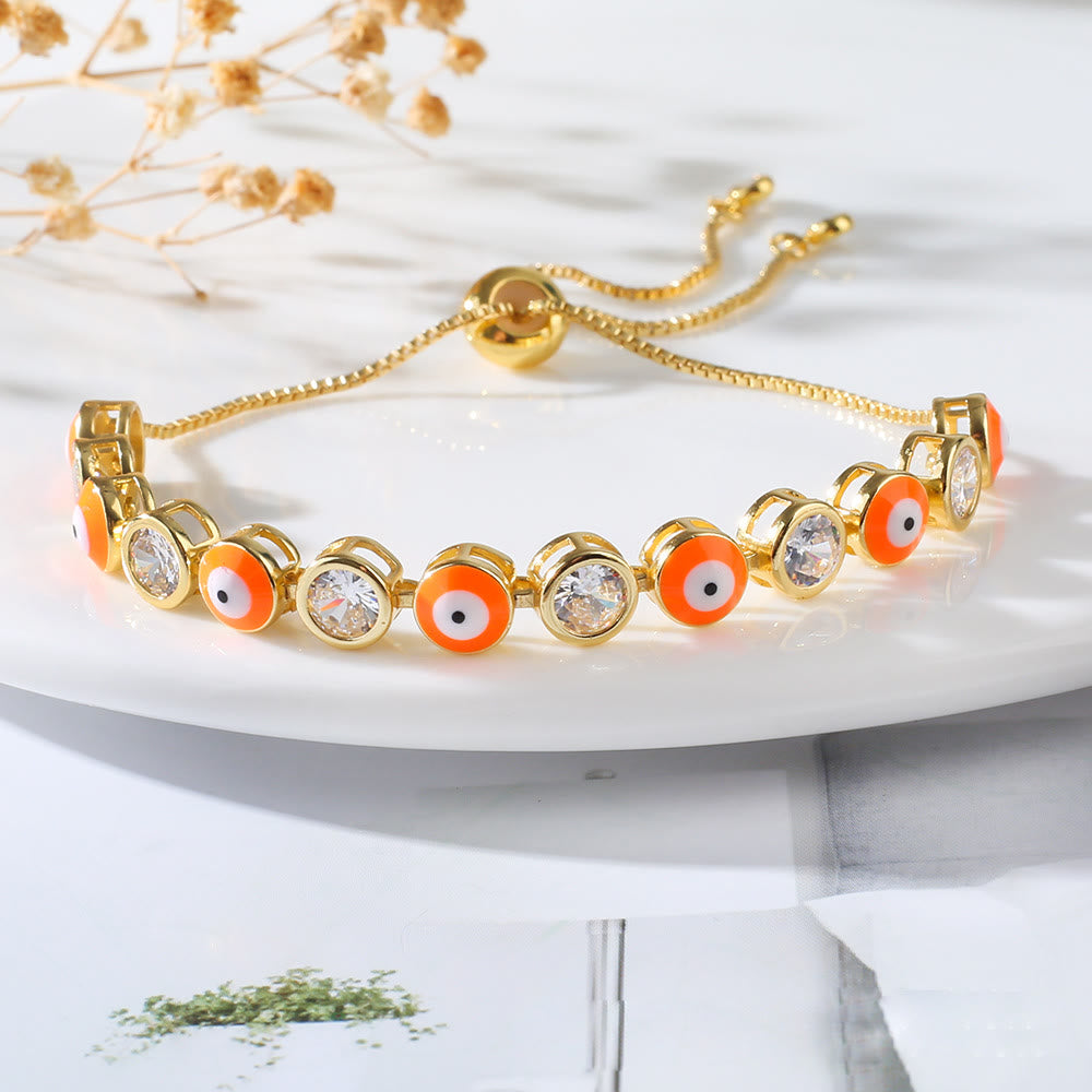 Bracelet ajustable Olivenorma en zircon blanc contre le mauvais œil