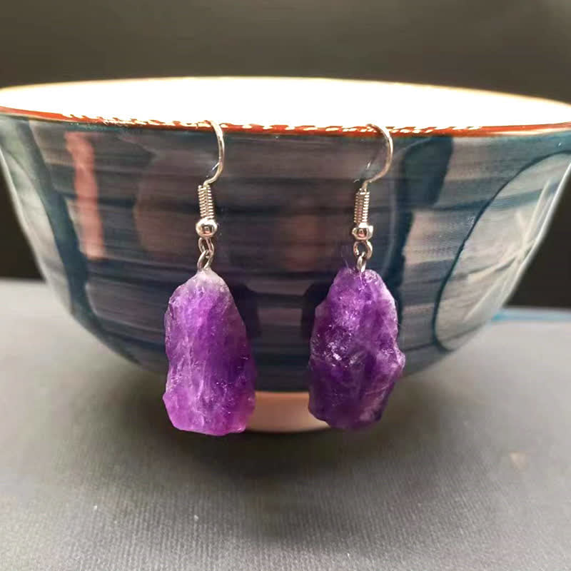 Boucles d'oreilles irrégulières en améthyste naturelle Olivenorma