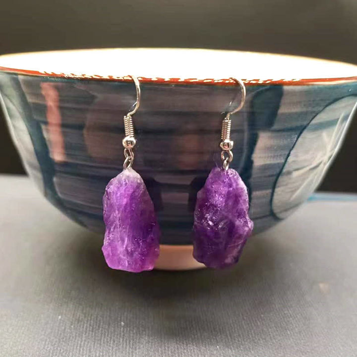 Boucles d'oreilles irrégulières en améthyste naturelle Olivenorma