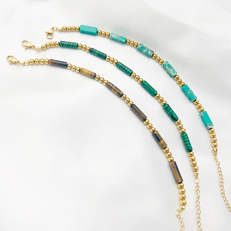 Bracelet de perles en tube de pierre naturelle rectangulaire Olivenorma