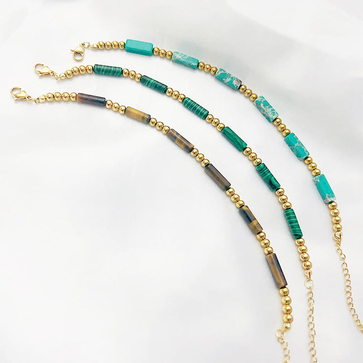 Bracelet de perles en tube de pierre naturelle rectangulaire Olivenorma