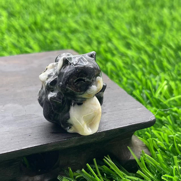 Décoration en pierre précieuse de renard à neuf queues en pierre naturelle Olivenorma de 3 cm