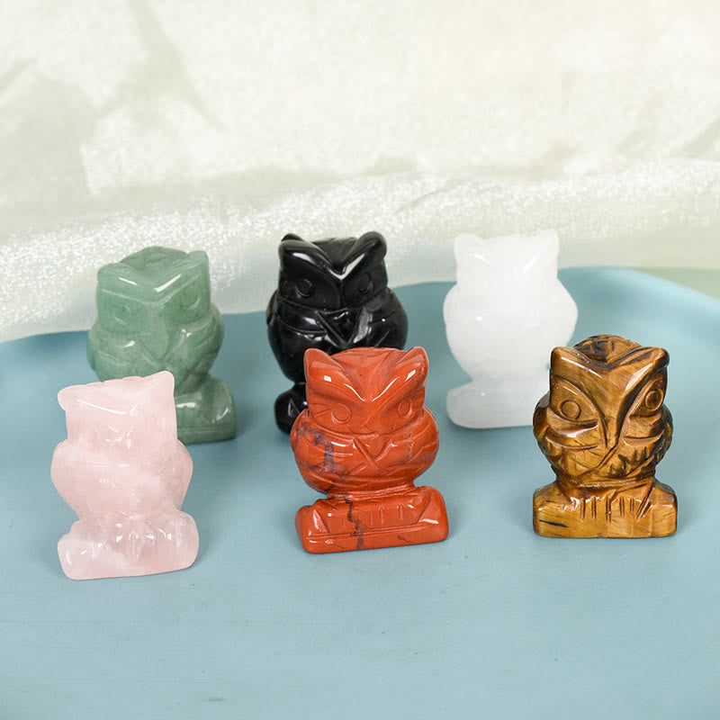 Sculpture artisanale en cristal naturel de hibou Olivenorma