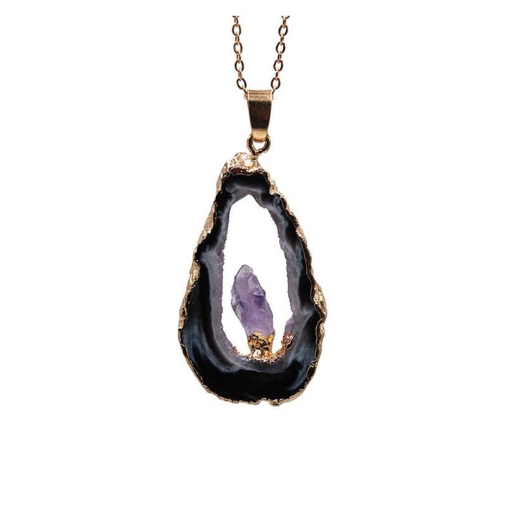 Collier en géode d'agate naturelle Olivenorma
