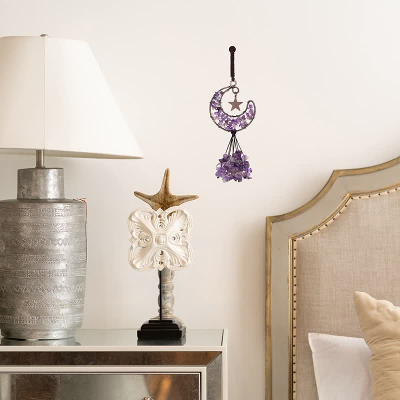 Carillon à vent en cristal de chakra de la lune et des étoiles Olivenorma