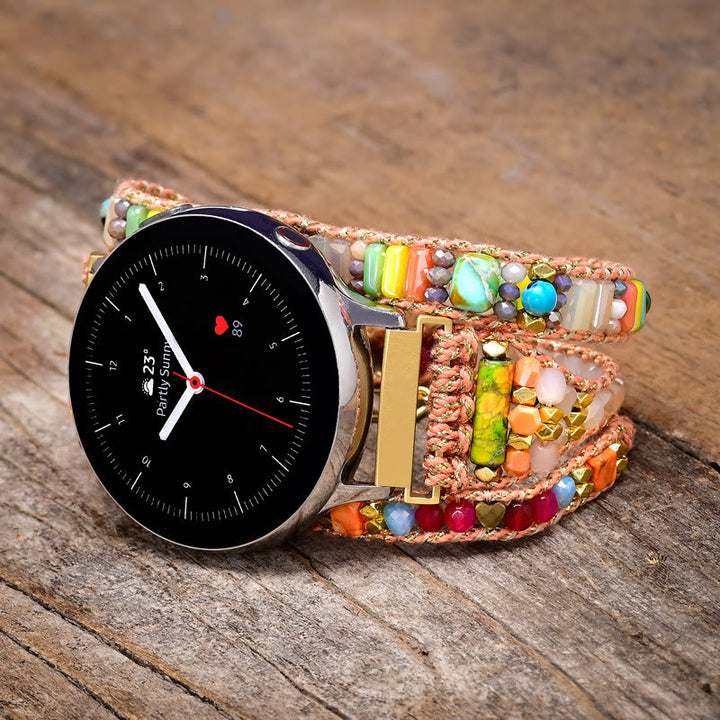 Bracelet Samsung tressé orange avec perles de cristal Olivenorma