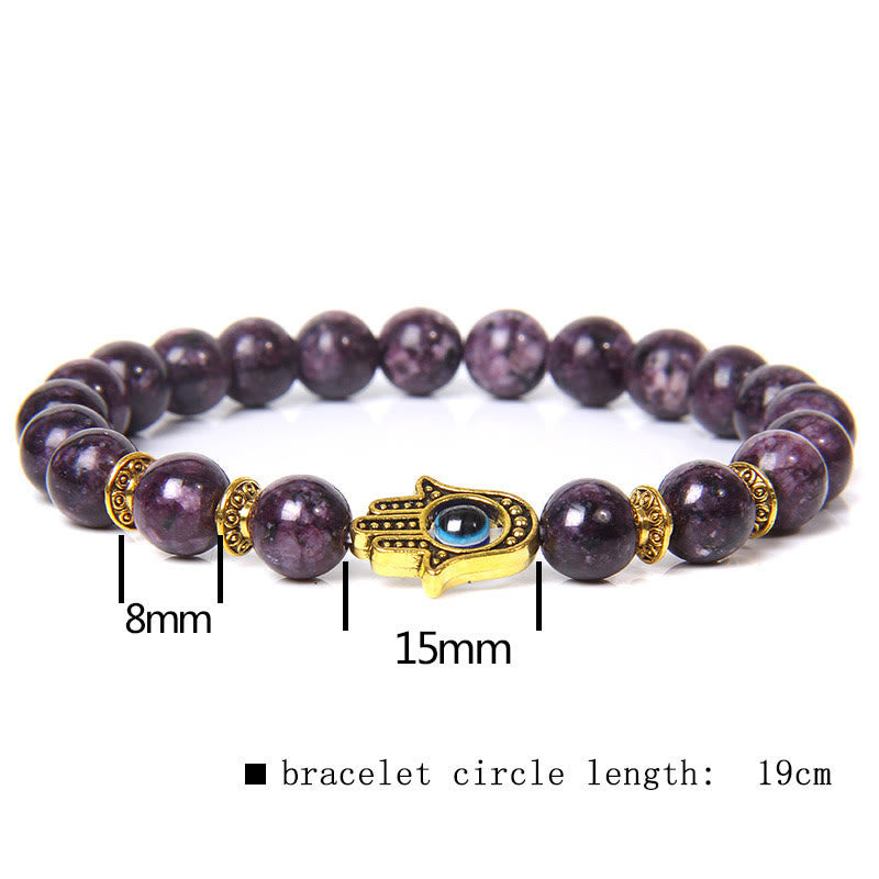 Bracelet homme Olivenorma Evil Eye Hamsa 8 mm en perles naturelles