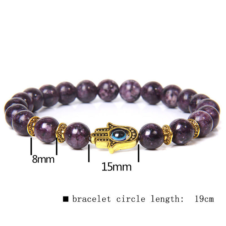 Bracelet homme Olivenorma Evil Eye Hamsa 8 mm en perles naturelles