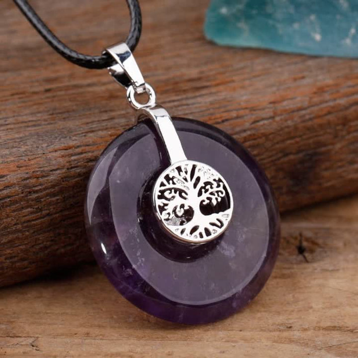 Collier Arbre de vie avec boucle de paix en cristal naturel Olivenorma