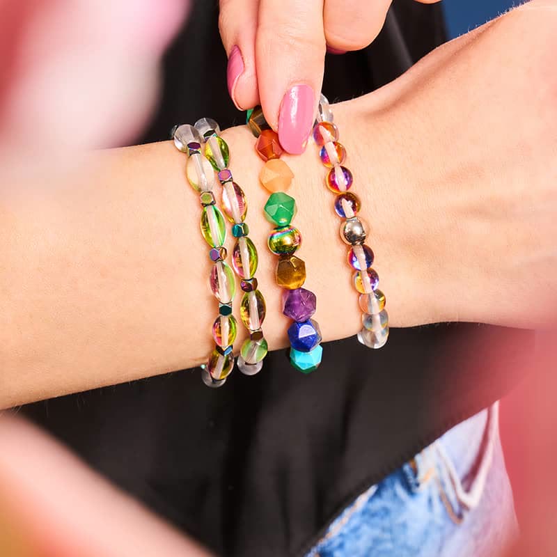 Bracelet en perles de verre cristal multicolores Olivenorma