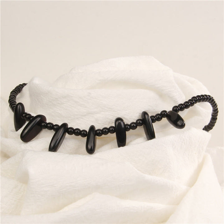 Collier bohème en pierre naturelle de défense Olivenorma avec perles de 4 mm