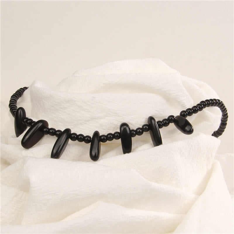 Collier bohème en pierre naturelle de défense Olivenorma avec perles de 4 mm