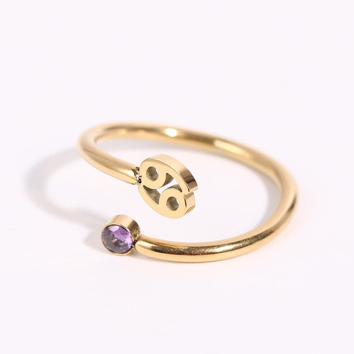 Bague avec pierre de naissance du zodiaque Olivenorma
