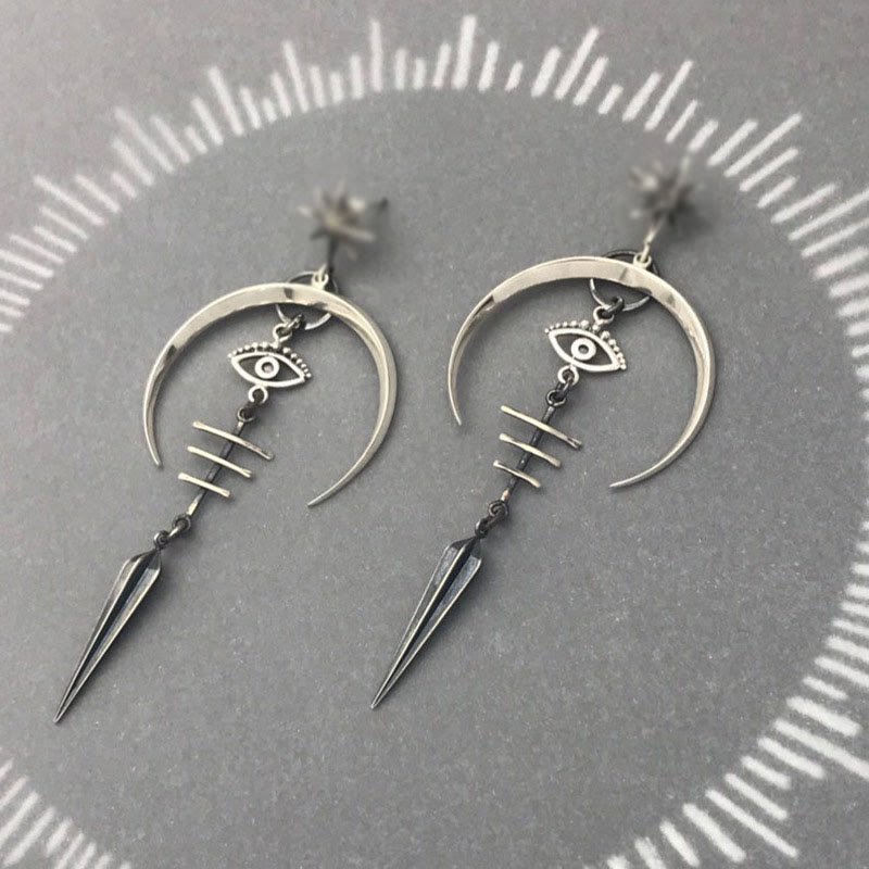Boucles d'oreilles croissant de lune mauvais œil Olivenorma
