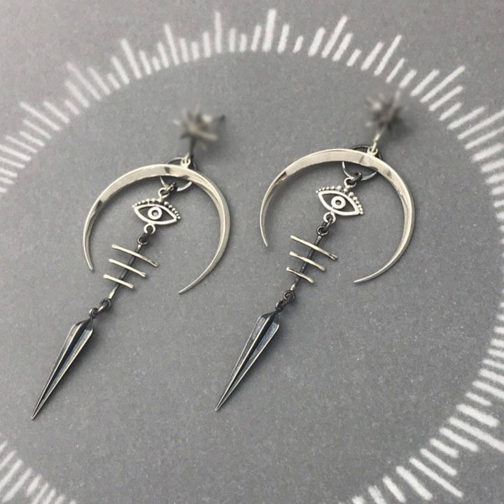 Boucles d'oreilles croissant de lune mauvais œil Olivenorma