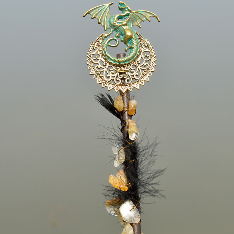Baguettes de cristal en forme de lune féerique naturelle Olivenorma avec plumes