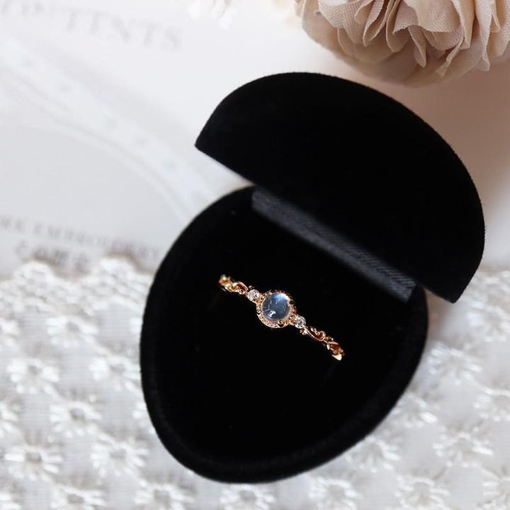 Bague délicate en pierre de lune naturelle et zircone Olivenorma