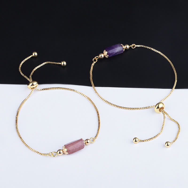 Bracelet chaîne en or délicat avec cristal naturel Olivenorma