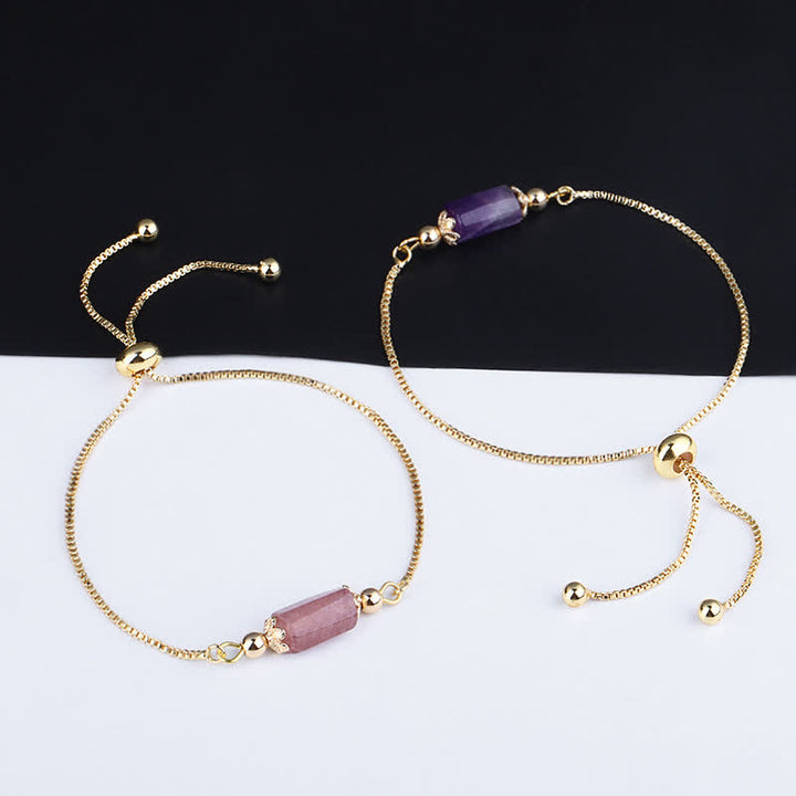 Bracelet chaîne en or délicat avec cristal naturel Olivenorma
