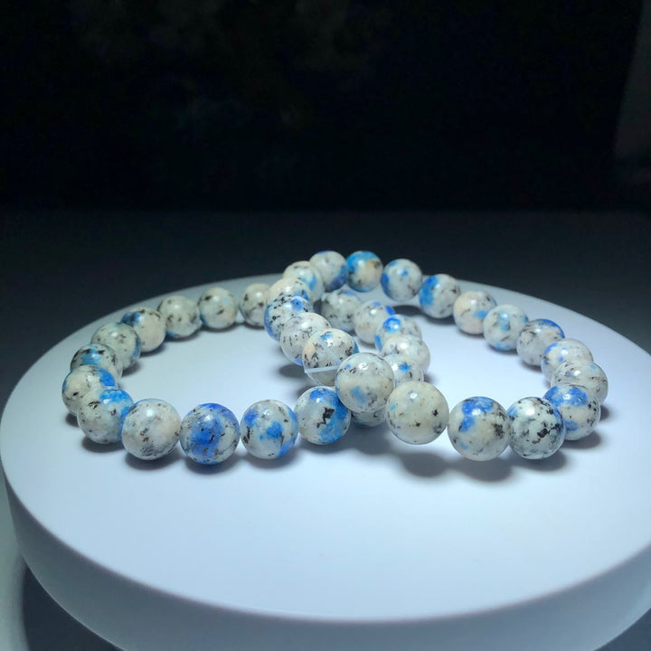 Bracelet en pierre énergétique en perles d'azurite naturelle de 11 mm Olivenorma