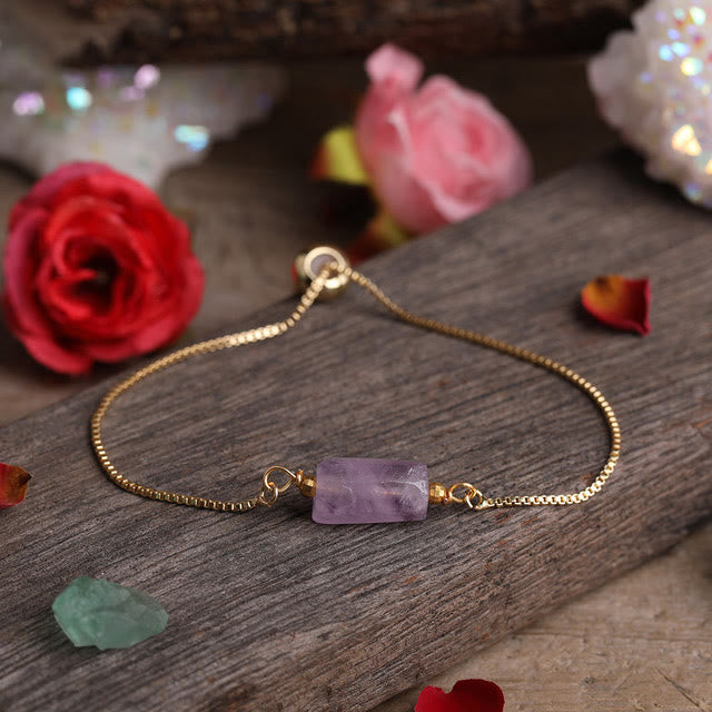 Bracelet chaîne en métal avec pierres prismatiques en cristal naturel Olivenorma