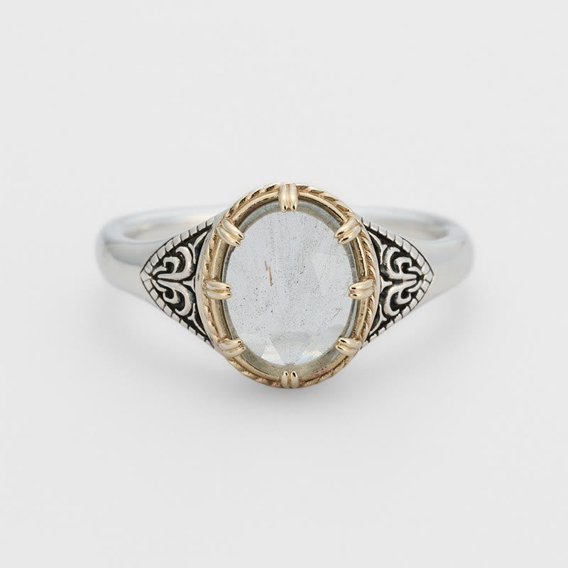 Bague en argent sterling 925 avec labradorite naturelle Olivenorma