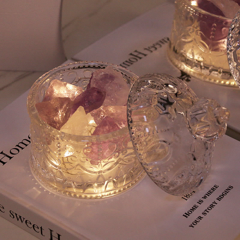 Lampe d'aromathérapie en cristal avec diffuseur en pierre sculptée Olivenorma