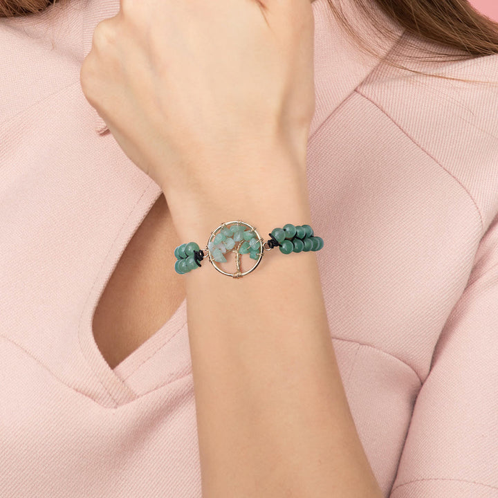 Bracelet Arbre de vie tressé double en perles de 6 mm Olivenorma