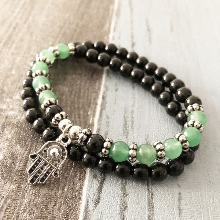 Bracelet Hamsa à double tour Olivenorma 6 mm pour homme et femme