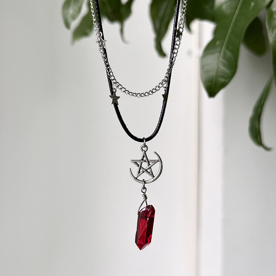 Ensemble de colliers avec pendentif en pierre naturelle Arbre de vie et mauvais œil Olivenorma