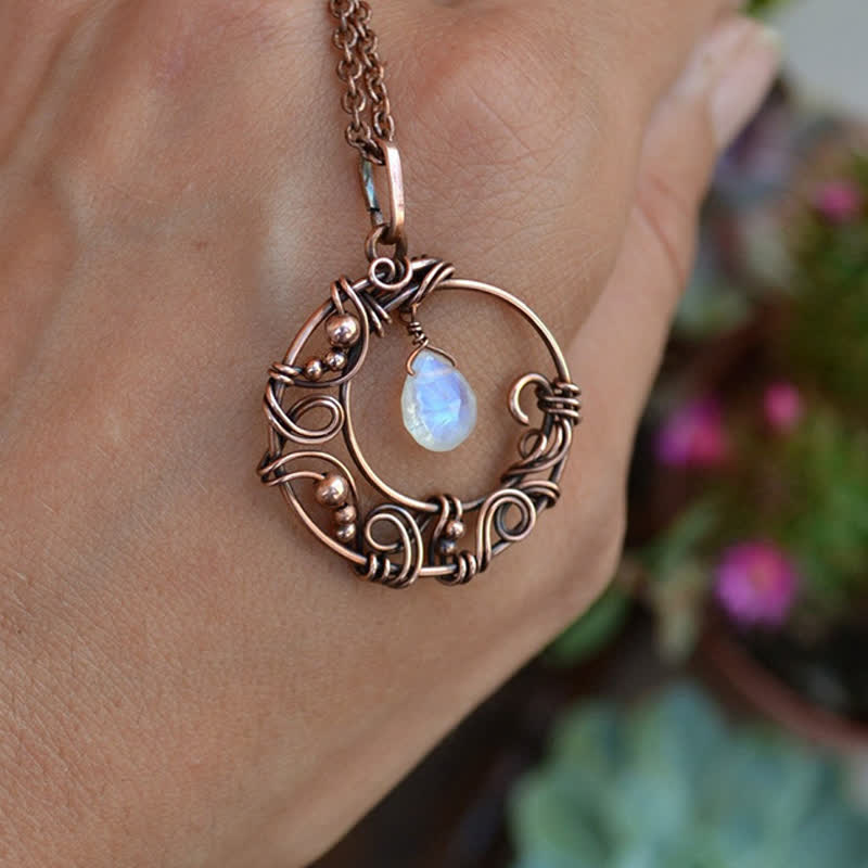 Collier croissant de lune créatif en pierre de lune Olivenorma Bohemia