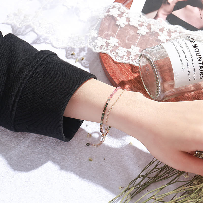 Bracelet double fin en cuivre plaqué or et tourmaline Olivenorma