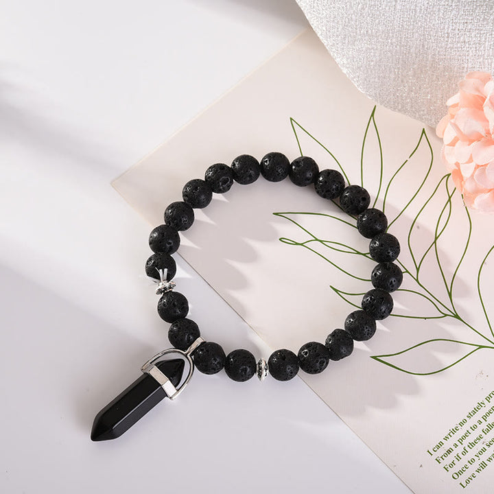 Bracelet pendentif prisme hexagonal en cristal perle Olivenorma de 8 mm