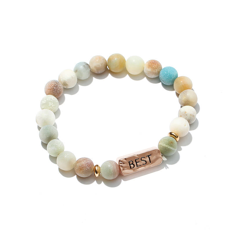 Ensemble de 3 bracelets gravés Olivenorma Natural Gemstone Best Friend Forever