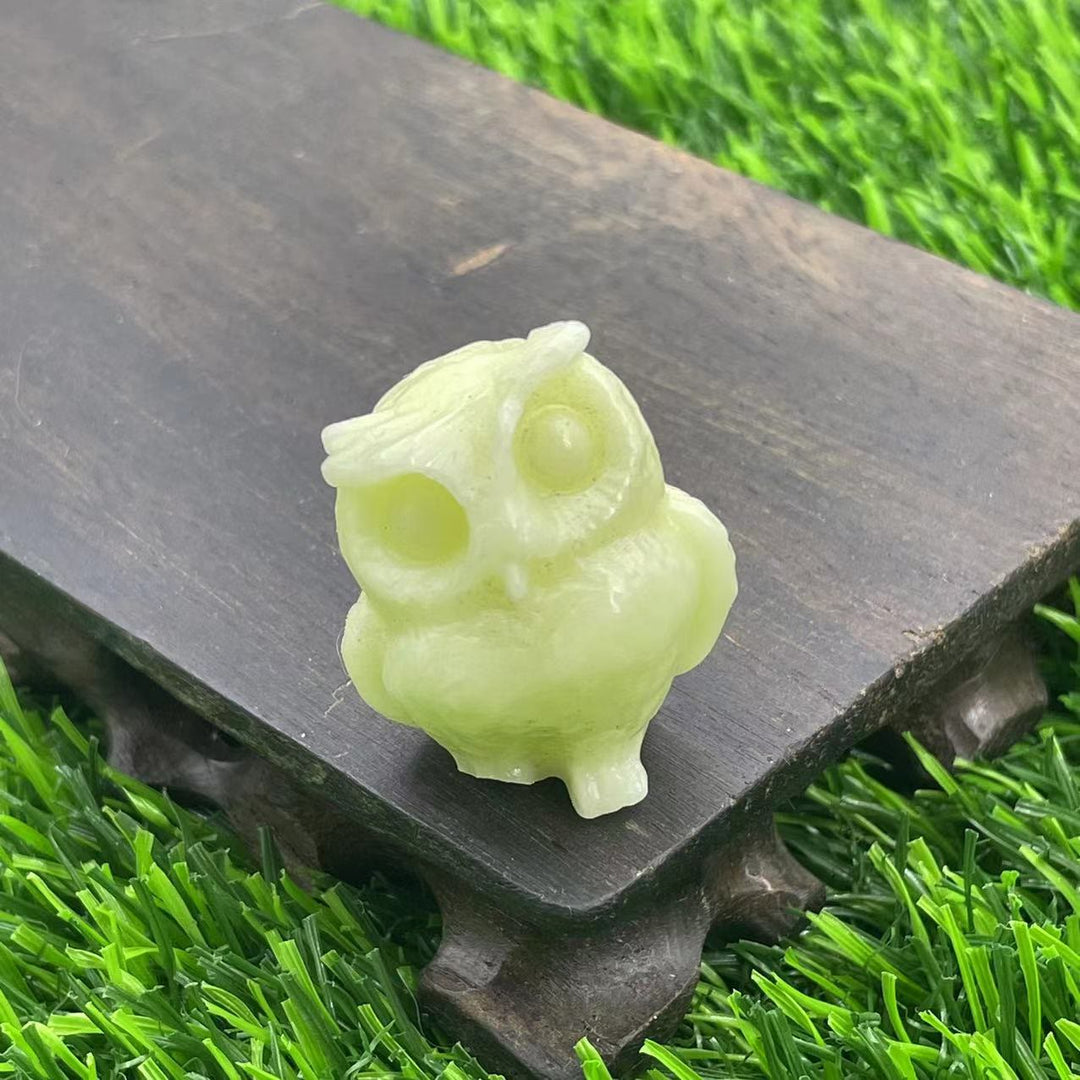Ornement de hibou en cristal naturel Olivenorma de 3,5 cm, décoration en pierres précieuses