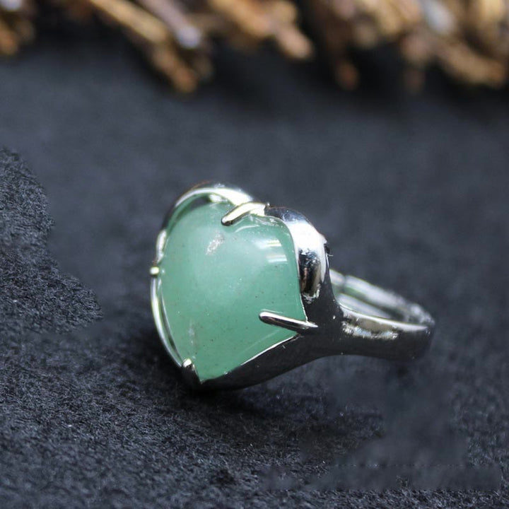 Bague en cristal de pierre naturelle en forme de cœur Olivenorma