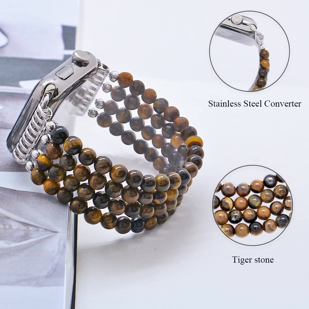 Bracelet de montre compatible avec le bracelet en perles d'œil de tigre Olivenorma