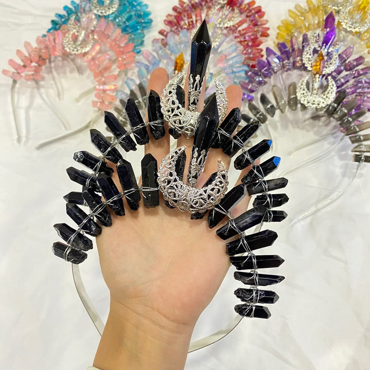 Couronne de cristal naturel avec bandeau de décoration de lune Olivenorma