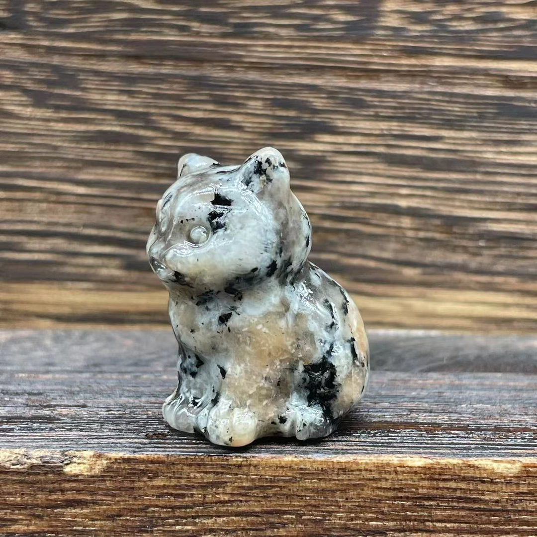 Décoration en pierre précieuse en forme de chaton mignon de 1,2 pouce en pierre naturelle Olivenorma