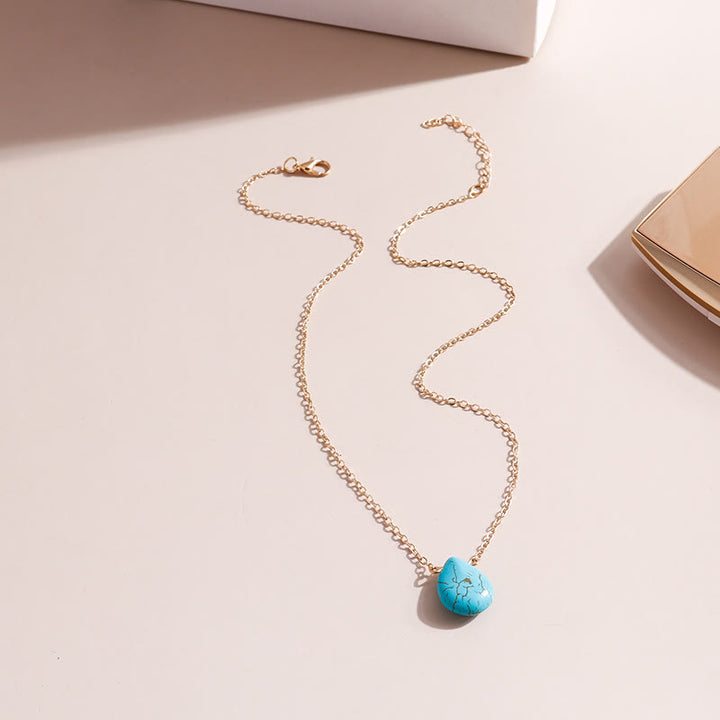 Collier simple avec pendentif en forme de goutte turquoise Olivenorma