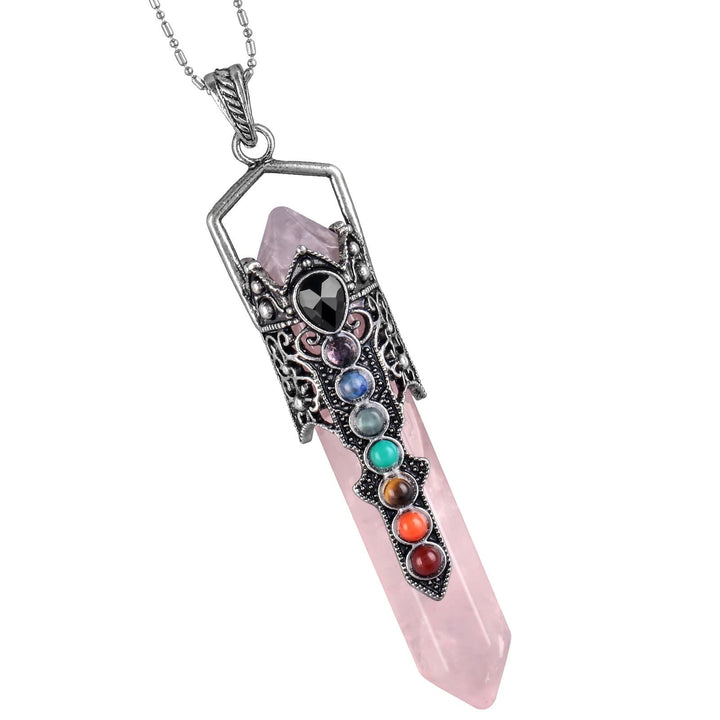 Collier ras du cou avec pendentif en forme de colonne hexagonale en cristal Olivenorma