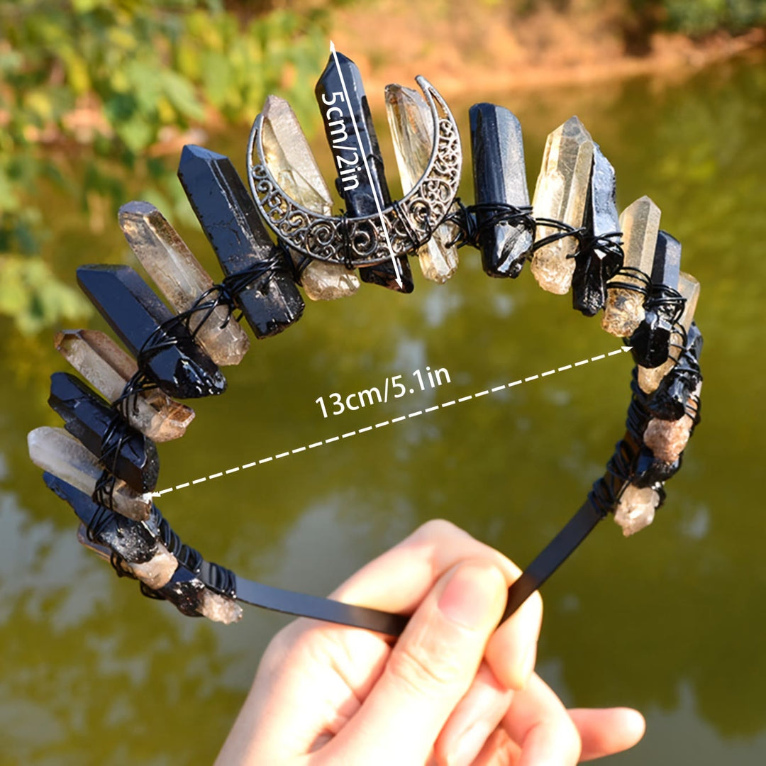 Couronne de cristal en forme de serre-tête en obsidienne de quartz transparent Olivenorma