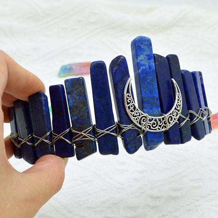 Couronne de mariée en cristal naturel avec libellule et lune Olivenorma